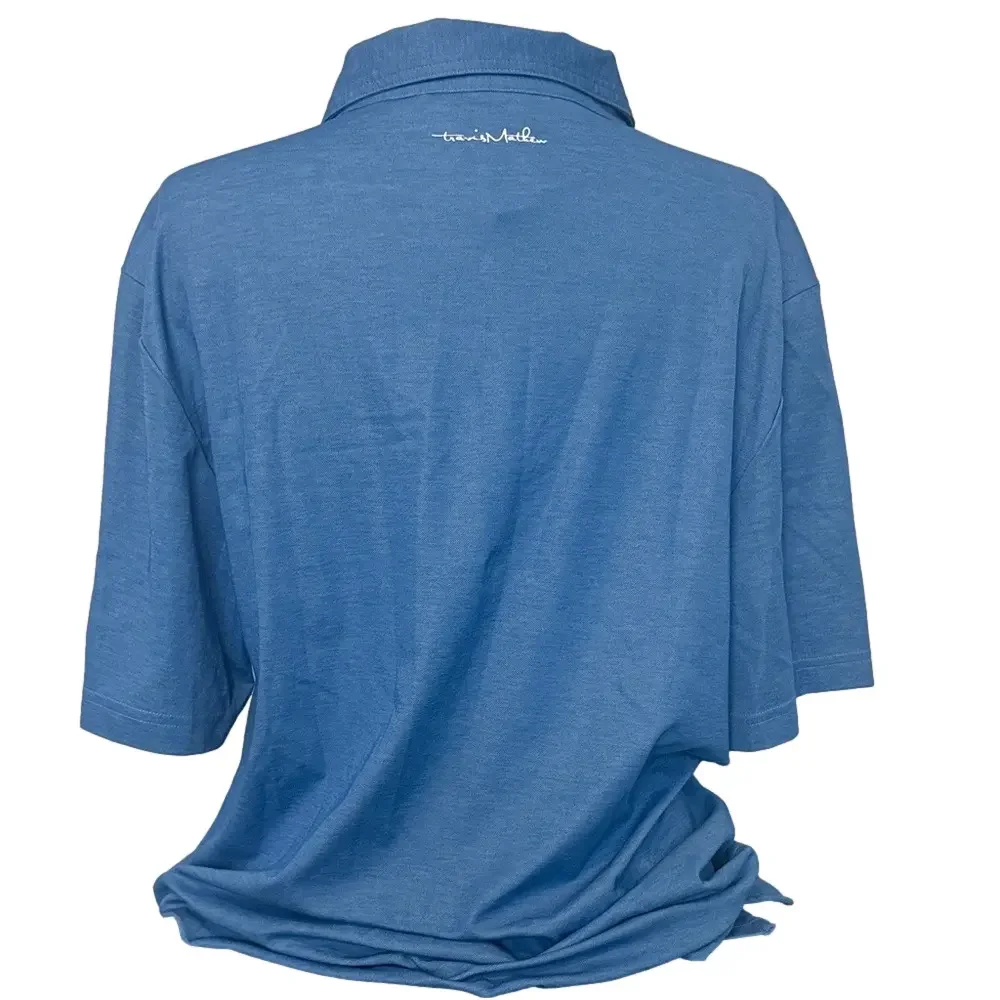 NWT TravisMathew Trump National Bedminster Golf Polo Shirt Men’s Large Blue - Picture 3 of 6